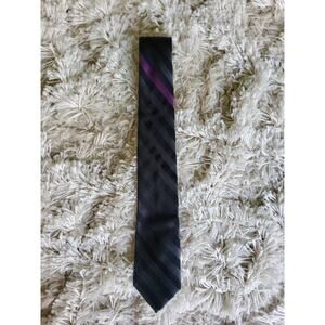 APT 9 Men's Silk Purple & Black Striped Slim Necktie